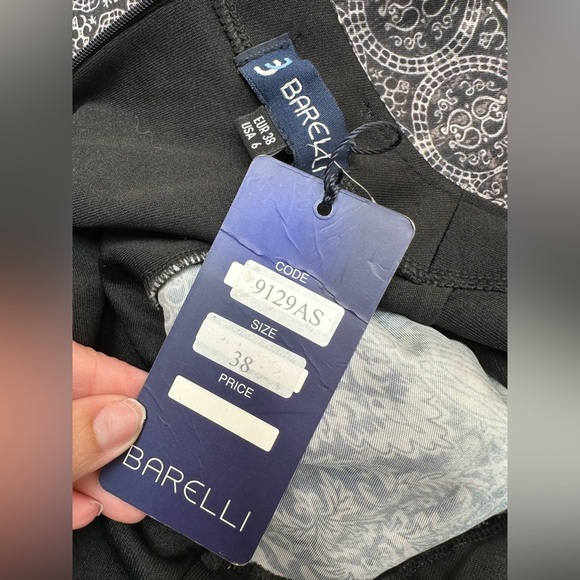 Barelli Black Grey Cream V-Neck Long Sleeve Wrap Gown Dress Size 6 Small S NWT - Picture 12 of 14